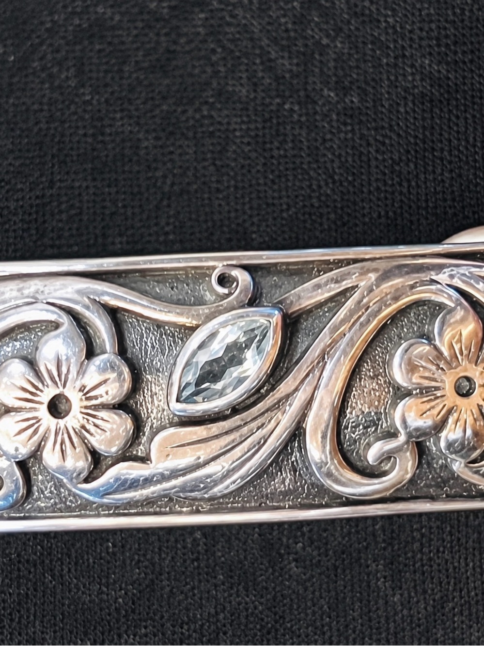 Engraved Floral Silver Bracelet
